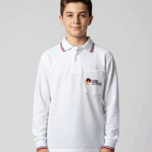 Remera polo blanca manga larga Francés