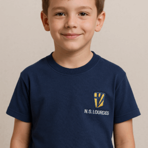 Camiseta azul manga corta Nuestra Señora de Lourdes
